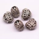 silver plated zircon heart shape copper charm