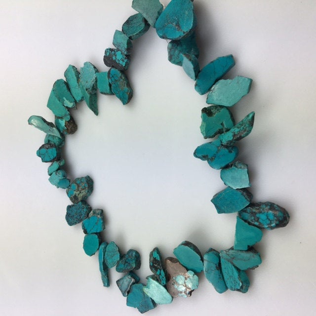 natural genuine turquoise freeform slab slice beads