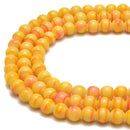 Yellow Striped Glass Beads Smooth Round Beads Size 6mm 8mm 10mm 15.5" Strand