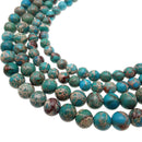 2.0mm Hole Blue Sea Sediment Jasper Smooth Round Beads 6mm 8mm 10mm 15.5" Strand