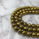 gold coated lava rock stone beads