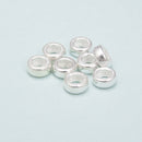 925 Sterling Silver Large Hole Rondelle Beads Size 3.5x7.3mm 6pcs per Bag
