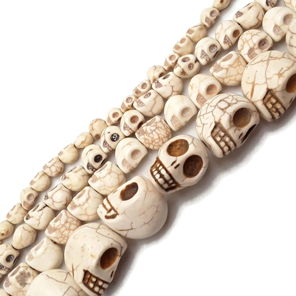 Wholesale SUNNYCLUE 1 Box 200Pcs 3 Sizes Skull Beads Bulk Skeleton Head Bead  Synthetic Turquoise Gemstone Halloween Beads for Jewelry Making Bead  Assortment Beading Bracelet Kit White Stone Necklace Supplies 