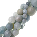 multi color aquamarine faceted round beads