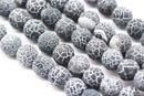 black fire agate Crackled matte round beads