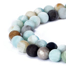 multi color amazonite matte round beads