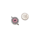 round evil eye charm gold silver plated copper with rhinestones