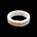 Carved Shell Double Drill Bracelet Rectangle Faceted 14x18mm 7.5'' Length