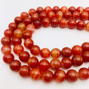 natural red Striped agate smooth round bracelet