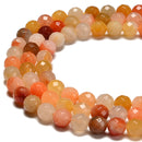 Natural Multi Orange Jade Faceted Round Beads Size 4mm - 10mm 15.5'' Strand