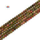 Natural Unakite Faceted Round Beads Size 2mm 3mm 4mm 15.5'' Strand