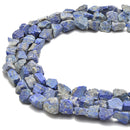Natural Lapis Rough Nugget Chunks Side Drill Beads Apprix 9-10mm 15.5" Strand