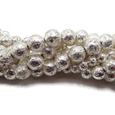 Bright Silver Electroplated Lava Rock Stone Beads Size 6mm 8mm 10mm 15.5" Strand