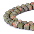 unakite matte round beads