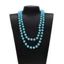 Blue Turquoise Smooth Knotted Mala Necklace Beads 8mm 36” Long Ready to Wear