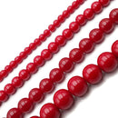 Dark Red Crystal Glass Smooth Round Beads 4mm 6mm 8mm 10mm 15.5" Strand