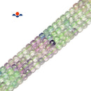 Natural Multi Color Fluorite Faceted Cube Beads Size 4mm 15.5'' Strand