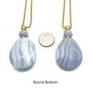 Blue Lace Agate Essential Oil Necklace Flat Round Perfume Bottle & Silver Chain