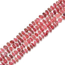 Strawberry Quartz Pebble Nugget Slice Chips Beads Size 7-8mm 15.5'' per Strand