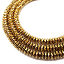 Gold Plated Hematite Faceted Rondelle Beads 3x6mm 3x8mm 3x10mm 16" Strand