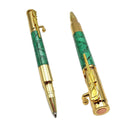 Handmade Natural Malachite Stone 30 Caliber Bullet Gold Plated Ball Point Writing Pen