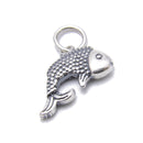 925 Sterling Silver Anti-Silver Carp Fish Shape Pendant Charm 9x14mm 4 Pcs/ Bag