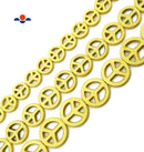 Yellow Howlite Turquoise Peace Sign Coin Disc Beads 15mm 20mm 25mm 15.5" Strand