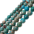 2.0mm Hole Blue Sea Sediment Jasper Smooth Round Beads 6mm 8mm 10mm 15.5" Strand