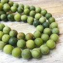 natural green jade matte round beads