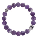 amethyst bracelet silver skull matte round