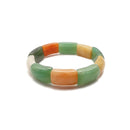 Multi Jade Double Drill Bracelet Rectangle Shape Size 12x20mm Length 7.5"