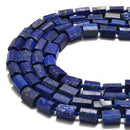 natural lapis matte faceted cylinder tube beads