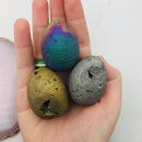 natural druzy agate egg silver gold rainbow colors