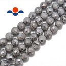 silver color coated Druzy agate faceted round beads