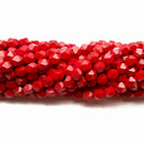 Red Crystal Glass Faceted Star Cut Beads Size 6mm 15.5" Strand