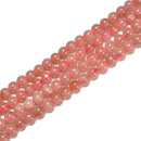 Natural Light Strawberry Quartz Smooth Round Beads Size 6mm 15.5'' Strand