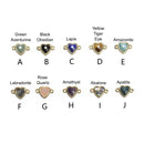 Gemstone Faceted Heart Shape Gold Edge Connector Pendant Charm Size 11x11mm