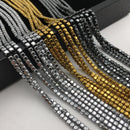 gold silver gray plated hematite smooth cube beads