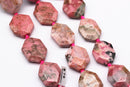 rhodochrosite rectangle slice faceted octagon beads