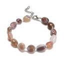 Bostwana Agate Pebble Nugget Beaded Bracelet Silver Plated Clasp 7.5'' Length