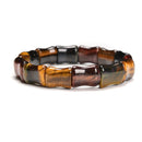 Multi Tiger's Eye Double Drill Bamboo Shape Bracelet Size 12x15mm Length 7.5"