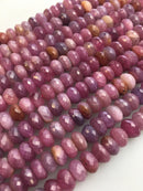 Natural Ruby Faceted Rondelle Beads Size 3x8mm 4x7mm 5x9mm 15.5" Strand