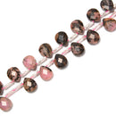 Natural Rhodonite Top Drill Faceted Flat Teardrop Size 8x10mm 15.5''Strand