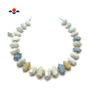 Multi Color Aquamarine Graduated Center Drill Points Beads 20-25mm 15.5" Strand