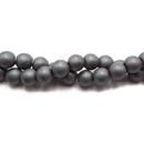 2.0mm Large Hole Gray Hematite Matte Round Beads Size 8mm 15.5" Strand