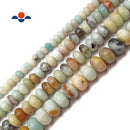 Multi-Color Amazonite Smooth Rondelle Beads 4x6mm 5x8mm 6x10mm 8x12mm 15.5" Strand