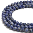 2.0mm Large Hole Natural Blue Spot Jasper Smooth Round Beads 8mm 10mm 15.5'' Strand