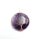 amethyst tree pendant copper wire wrap round