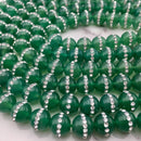green agate rhinestone round beads