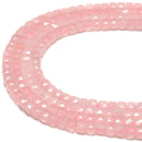 Rose Quartz Faceted Square Cube Beads Size 5mm 15.5" Strand